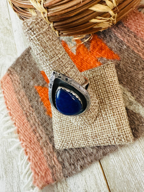 Old Pawn Navajo Sterling Silver & Lapis Ring Size 10
