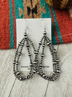 Sterling Silver Pearl Double Strand Beaded Hoop Earrings