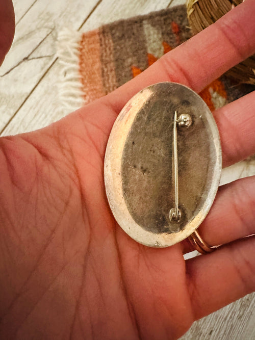 Vintage Old Pawn Navajo Sterling Silver Concho Brooch