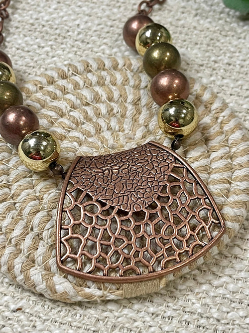 Vintage Handmade Copper Beaded Necklace