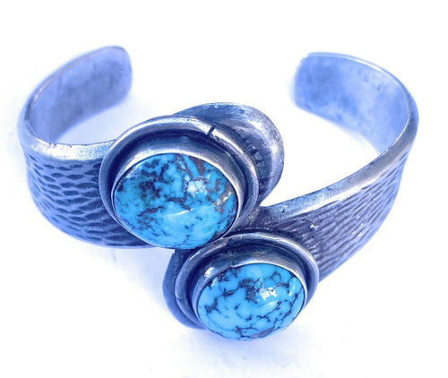 Handcrafted Vintage Kingman Turquoise & Sterling Silver Cuff Bracelet /