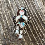Handcrafted Vintage Sterling Silver & Multi Stone Kachina Dancer Pendant/ Pin