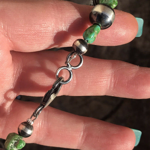 Navajo Sterling Silver and Sonoran Gold Turquoise Beaded Necklace