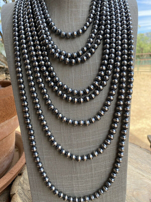 Navajo Pearl Style Sterling Silver Pearls 12mm 30 inch