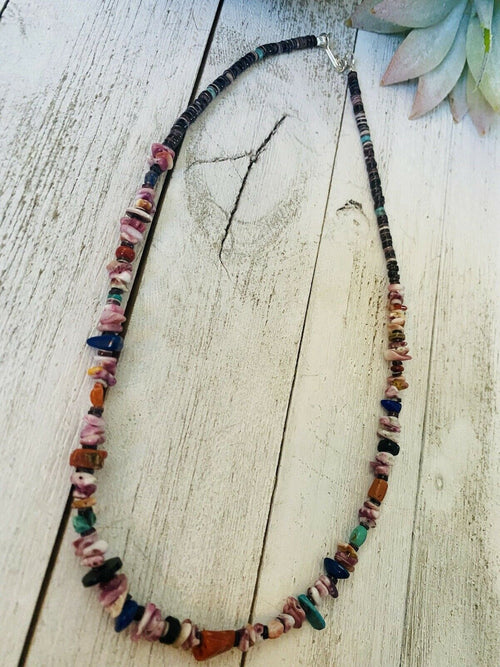 Multi Stone & Heishi Beaded 18 Inch Necklace