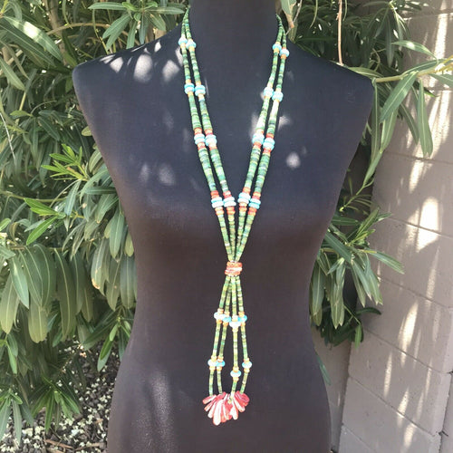 Handcrafted Sterling Multi Stone Heishi Jacla Necklace