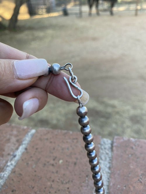 Handcrafted Buffalo Dancer Kingman Turquoise & Spiny Sterling Cross Beaded Necklace Signed