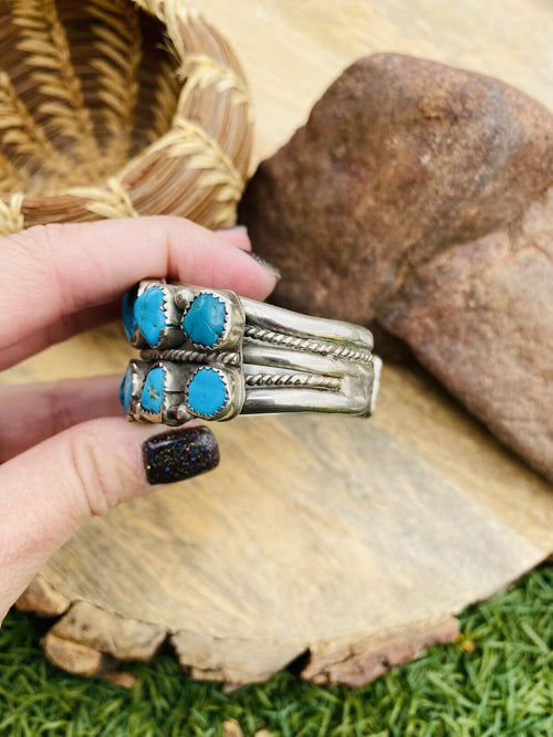 Navajo Vintage Turquoise & Sterling Silver Cuff Bracelet /
