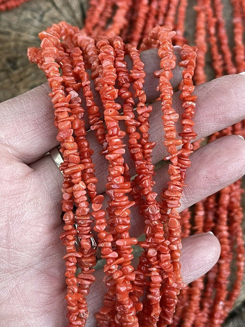 Handcrafted Sterling Silver Pink Coral 10 Strand Bead Necklack