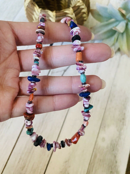 Multi Stone & Heishi Beaded 18 Inch Necklace