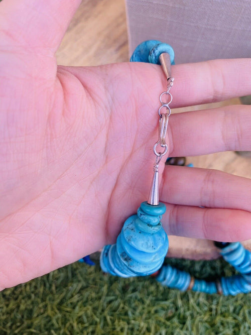 Handcrafted Vintage Sterling Silver & Multi Stone Beaded Necklace