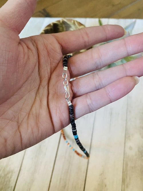 Multi Stone & Heishi Beaded 18 Inch Necklace