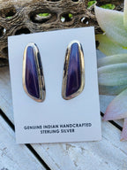 Handcrafted Vintage Charoite & Sterling Silver Post Earrings