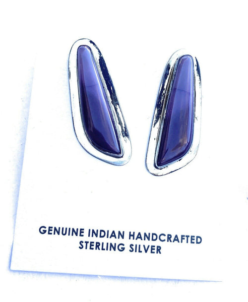 Handcrafted Vintage Charoite & Sterling Silver Post Earrings