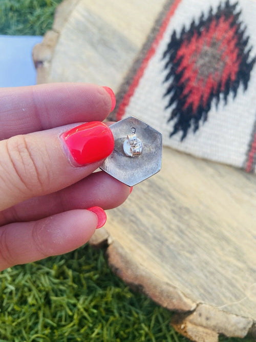 Vintage Hopi Sterling Silver Overlay Kokopelli Stud Earrings