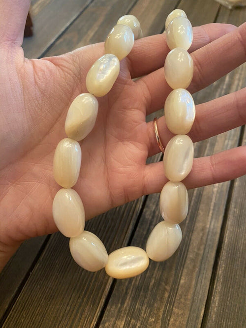 Handcrafted Mother Of Pearl & Sterling Silver Beaded Necklace