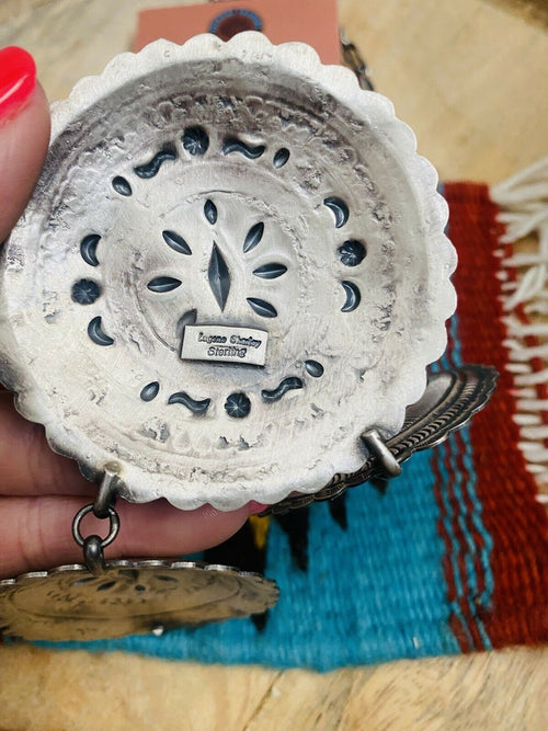 Handcrafted & Hand Stamped Sterling Silver Necklace & Earring Set By Eugene Charley