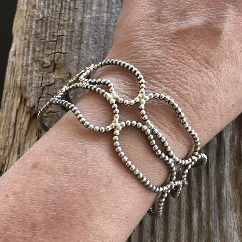 Handcrafted Bead Sterling Silver Bracelet Cuff
