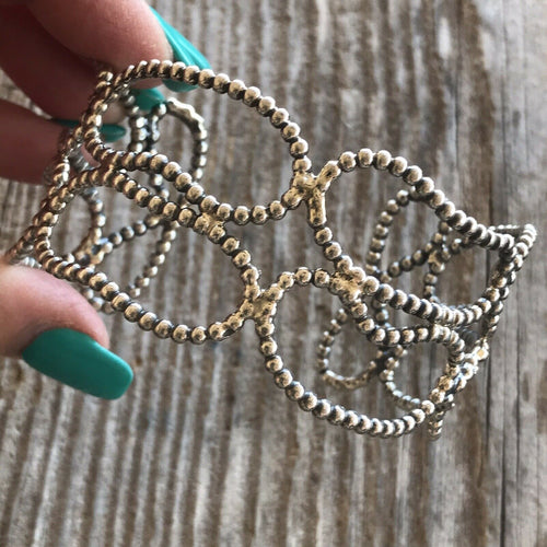 Handcrafted Bead Sterling Silver Bracelet Cuff