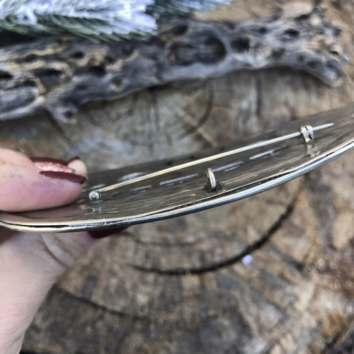 Handcrafted Vintage Jumbo Sterling Silver & Royston Turquoise Pin / Pendant