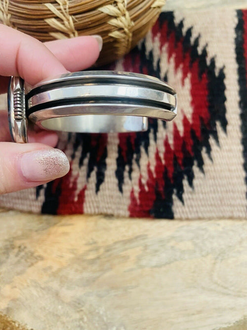 Handcrafted Vintage Royston Turquoise & Sterling Silver Cuff Bracelet Signed