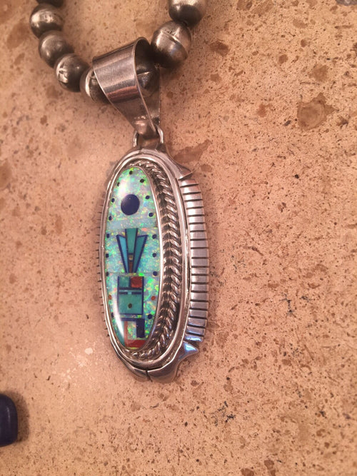 Handcrafted Francis Melvin Vintage Multi Stone Inlay Pendant Signed