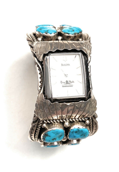 Handcrafted Vintage Old Pawn Kingman Turquoise & Sterling Silver Watch Cuff