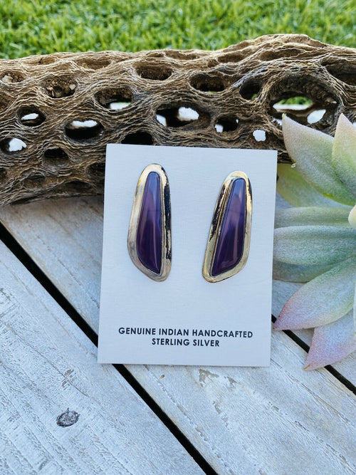 Handcrafted Vintage Charoite & Sterling Silver Post Earrings
