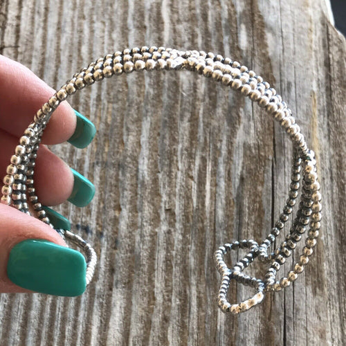 Handcrafted Bead Sterling Silver Bracelet Cuff