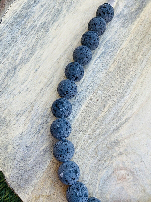 Handcrafted Lava Rock & Sterling Beaded Necklace