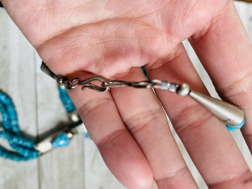 Santo Domingo Sterling Silver & Turquoise Jacla Necklace by Daniel Coriz