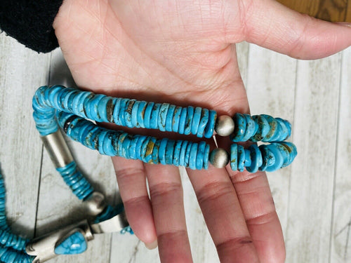 Santo Domingo Sterling Silver & Turquoise Jacla Necklace by Daniel Coriz