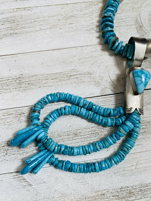 Santo Domingo Sterling Silver & Turquoise Jacla Necklace by Daniel Coriz