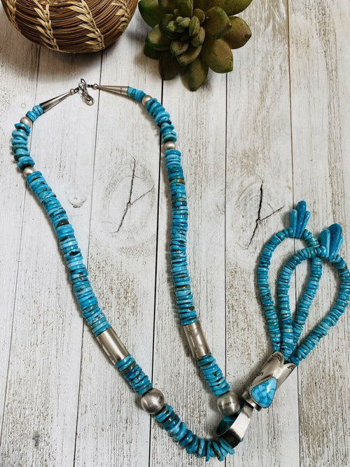 Santo Domingo Sterling Silver & Turquoise Jacla Necklace by Daniel Coriz