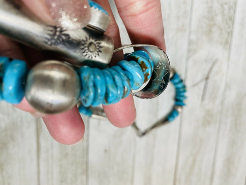 Santo Domingo Sterling Silver & Turquoise Jacla Necklace by Daniel Coriz