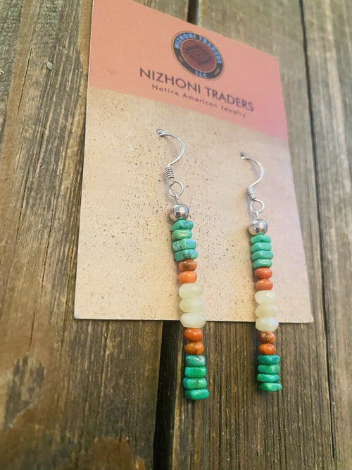 Handcrafted Sterling Silver Multi Stone Beaded Dangle Earrings