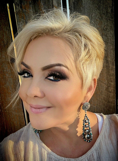 Handcrafted Sterling Silver Turquoise Gradual Bead Dangle Earrings