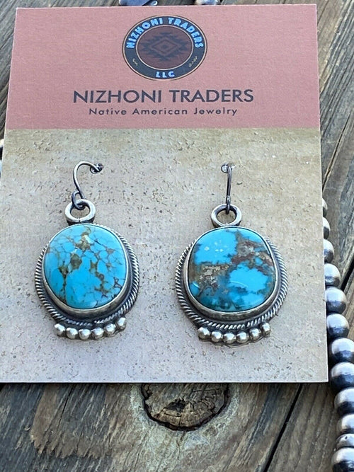 Handcrafted Sterling Silver Royston Turquoise Beaded Necklace & Earring Set