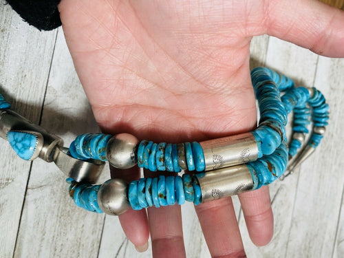 Santo Domingo Sterling Silver & Turquoise Jacla Necklace by Daniel Coriz