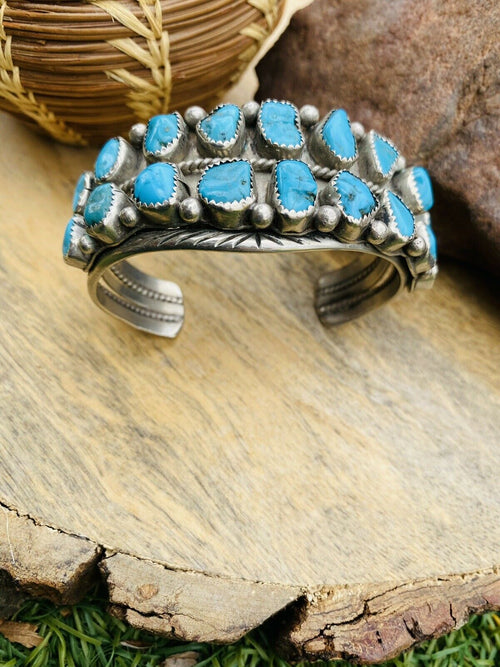 Navajo Vintage Turquoise & Sterling Silver Cuff Bracelet /