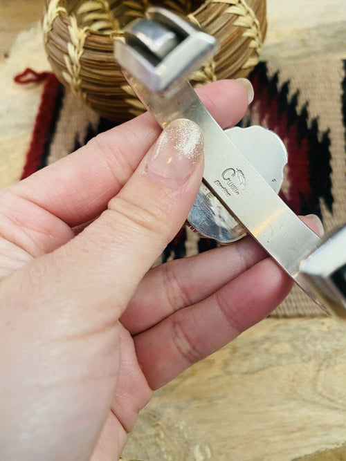 Handcrafted Vintage Royston Turquoise & Sterling Silver Cuff Bracelet Signed