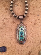 Handcrafted Francis Melvin Vintage Multi Stone Inlay Pendant Signed