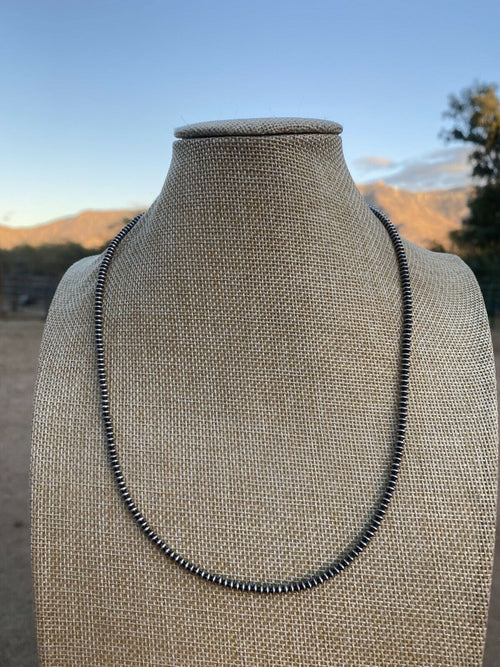 Handcrafted Sterling Silver Saucer Pearls 3mm Beaded Necklace 30 Inch