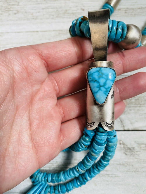 Santo Domingo Sterling Silver & Turquoise Jacla Necklace by Daniel Coriz