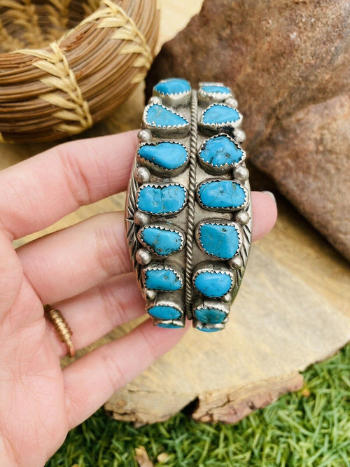 Navajo Vintage Turquoise & Sterling Silver Cuff Bracelet /