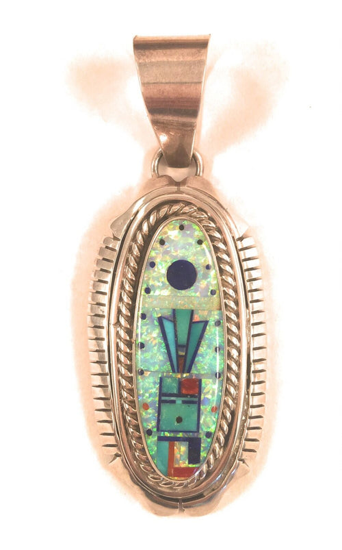 Handcrafted Francis Melvin Vintage Multi Stone Inlay Pendant Signed