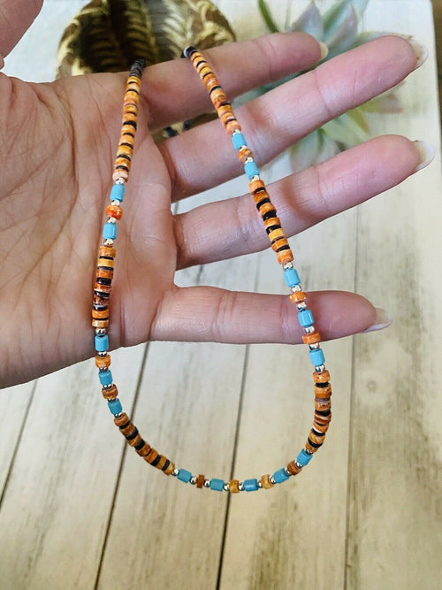 Multi Stone & Heishi Beaded 18 Inch Necklace