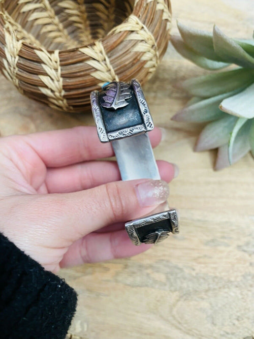 Handcrafted Vintage Multi Stone & Sterling Silver Cuff Bracelet /