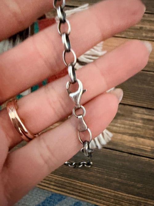 Handmade Sterling Silver, Turquoise & Spice Beaded Necklace