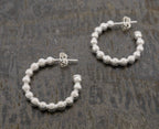 Beaded Hoops Sterling Silver 1”